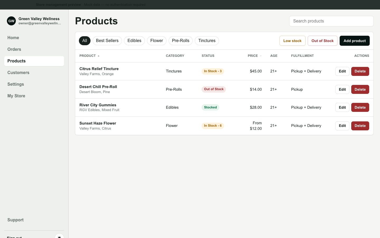 Store product management preview
